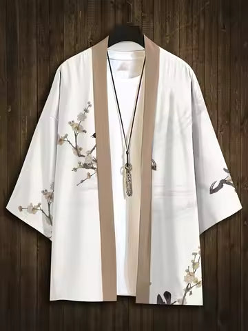 Kimono d'été homme à manches courtes imprimé style Harajuku rétro
