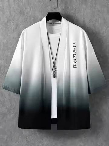 Kimono d'été homme à manches courtes imprimé style Harajuku rétro