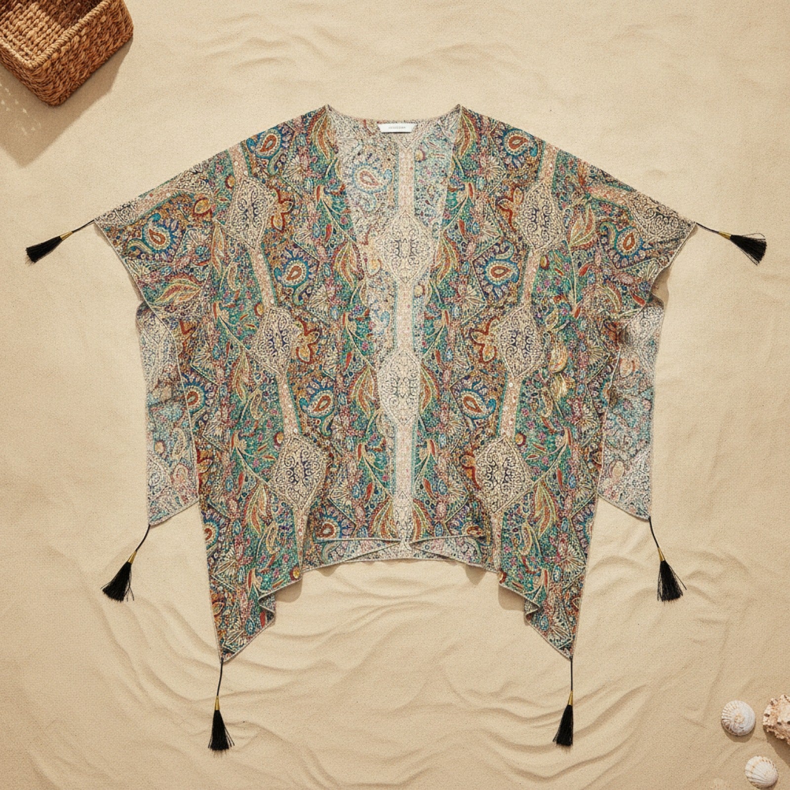 Kimono Fleuri Ample à Franges pour Femme - Cache-Maillot & Cardigan de Plage