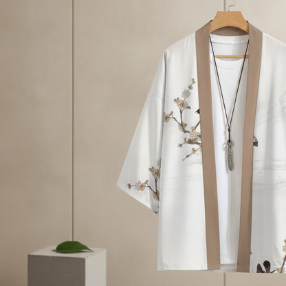 Kimono d'été homme à manches courtes imprimé style Harajuku rétro