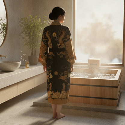 Yukata Femme Traditionnel Japonais Imprimé Floral - Kimono Manches Longues Cosplay