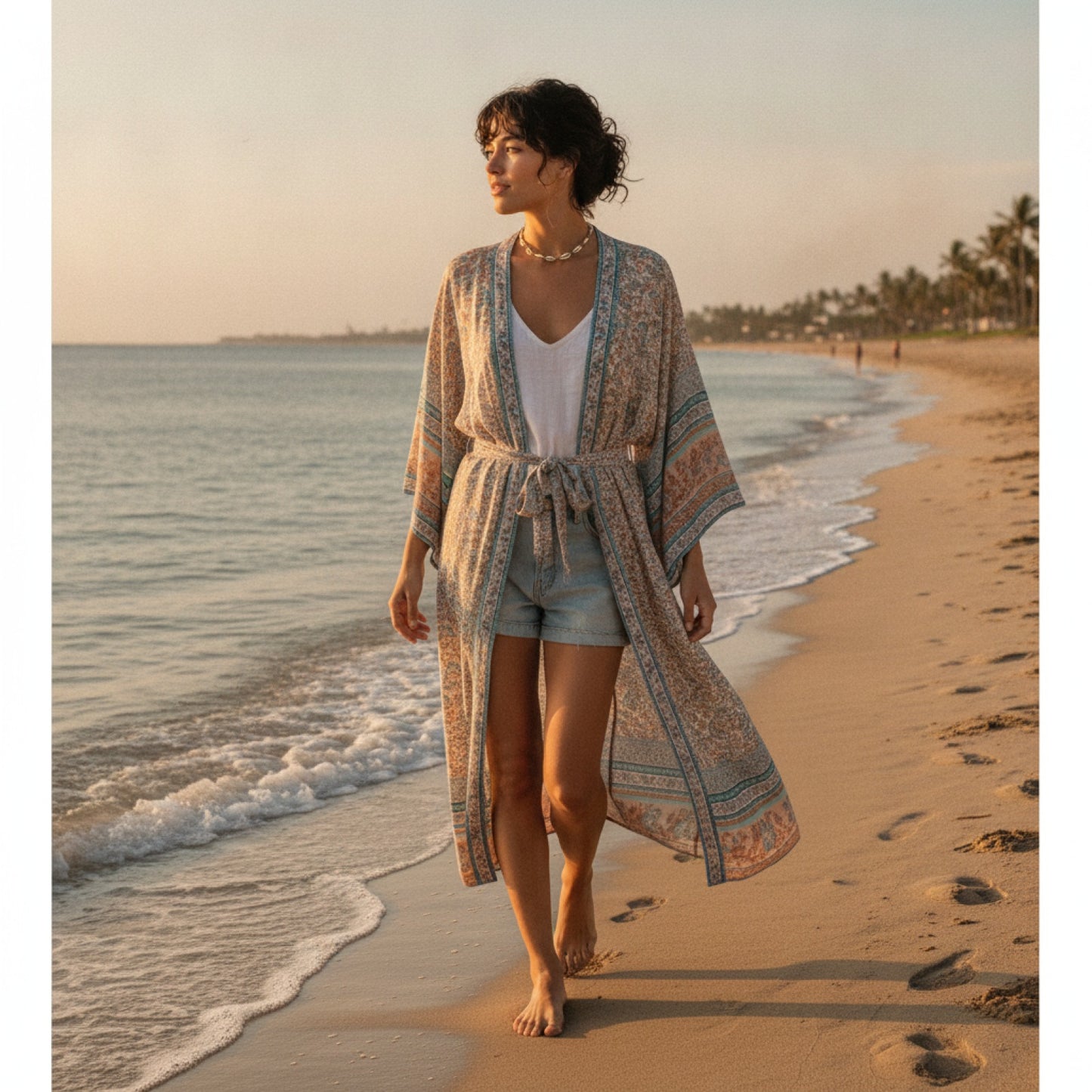 Kimono Bohème Imprimé Floral - Style Bohème Chic Léger