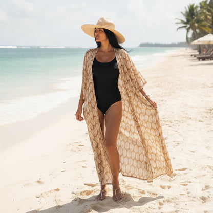 Kimono de plage long grande taille femme : Confort et style à nouer