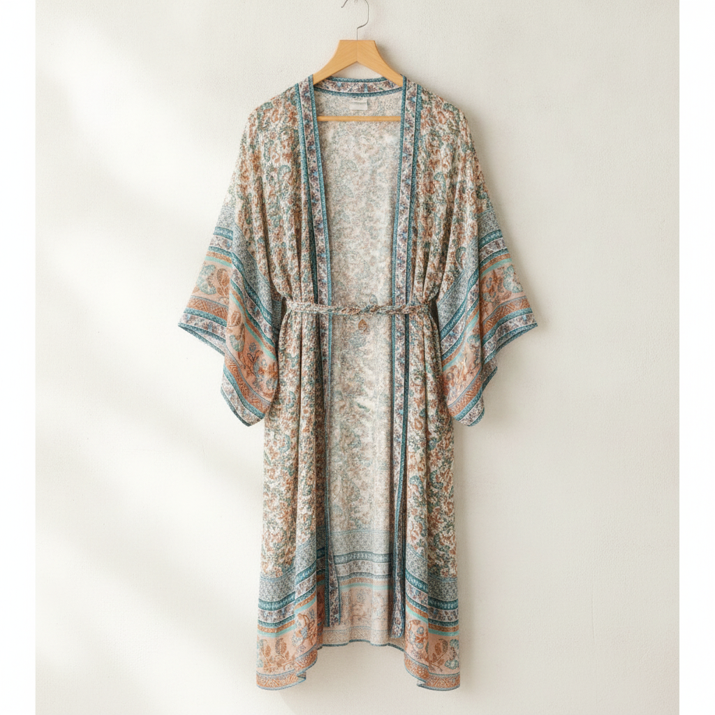 Kimono Bohème Imprimé Floral - Style Bohème Chic Léger