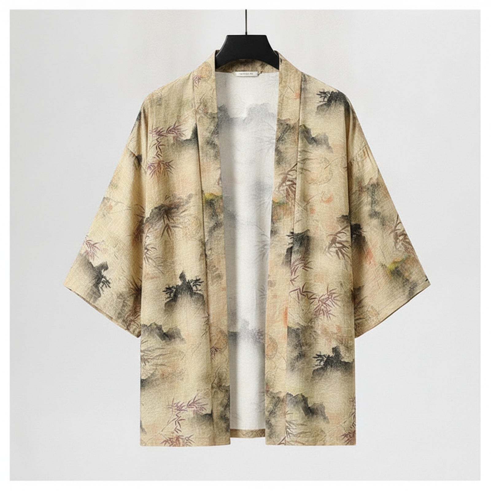 Kimono Léger Style Chinois pour Homme et Femme - Visière Solaire 3/4 Manches, Imprimé Bambou