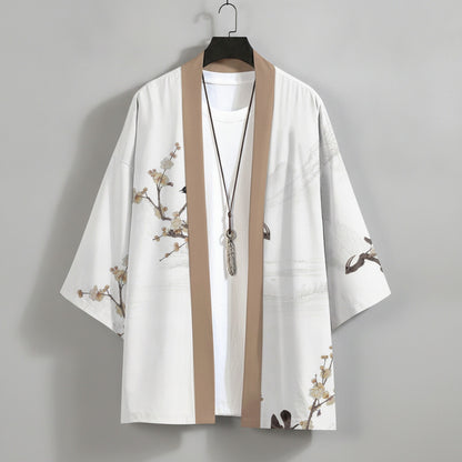 Kimono d'été homme à manches courtes imprimé style Harajuku rétro