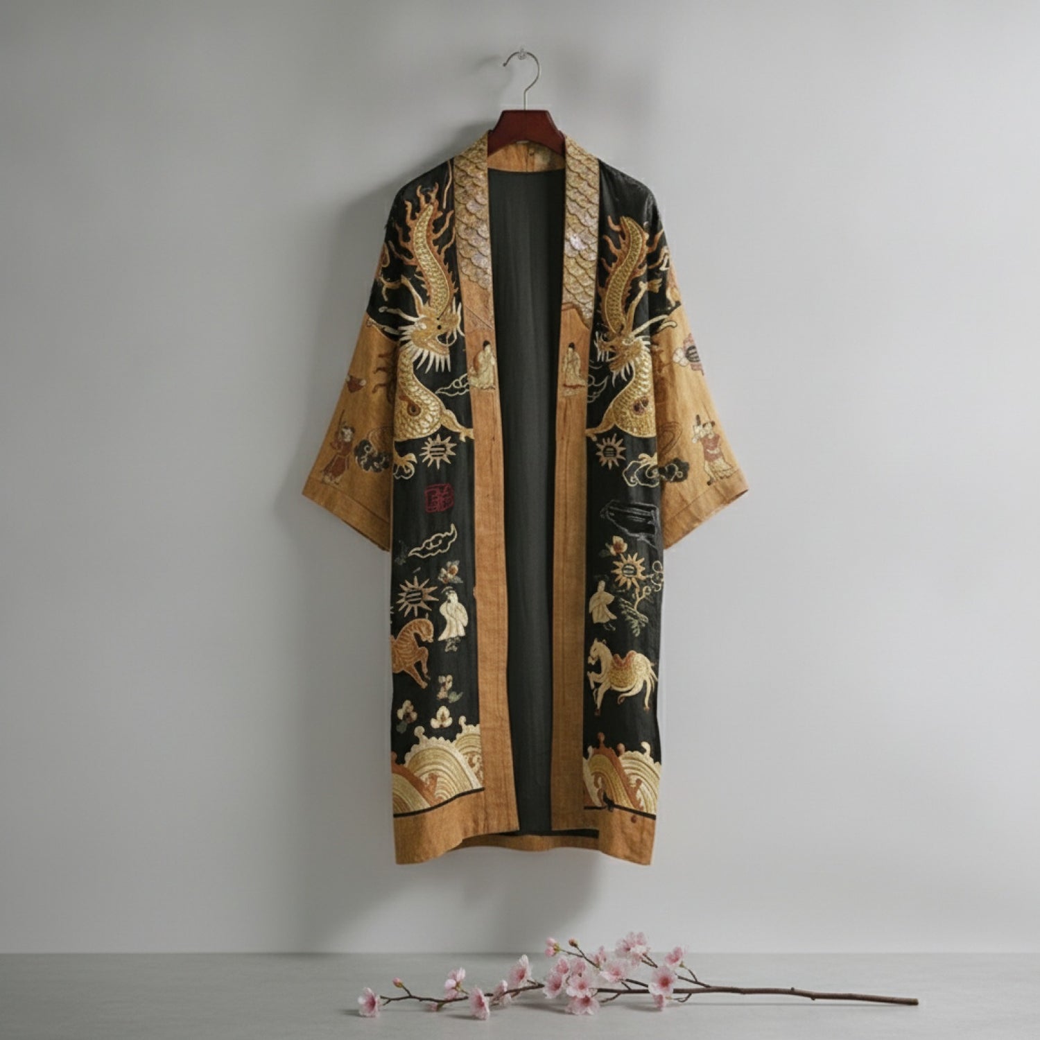 Yukata Femme Traditionnel Japonais Imprimé Floral - Kimono Manches Longues Cosplay