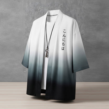Kimono d'été homme à manches courtes imprimé style Harajuku rétro