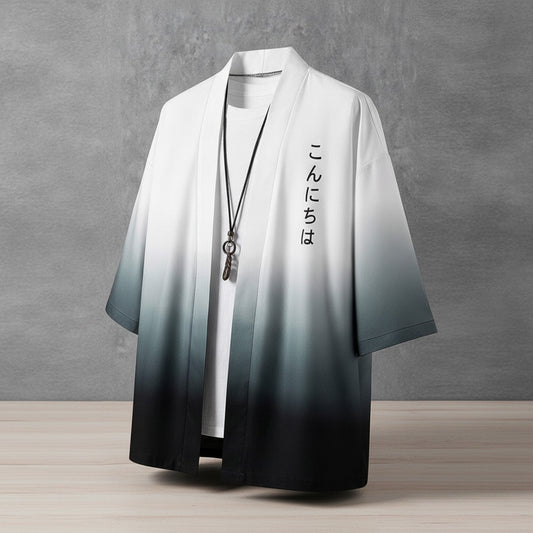 Kimono d'été homme à manches courtes imprimé style Harajuku rétro